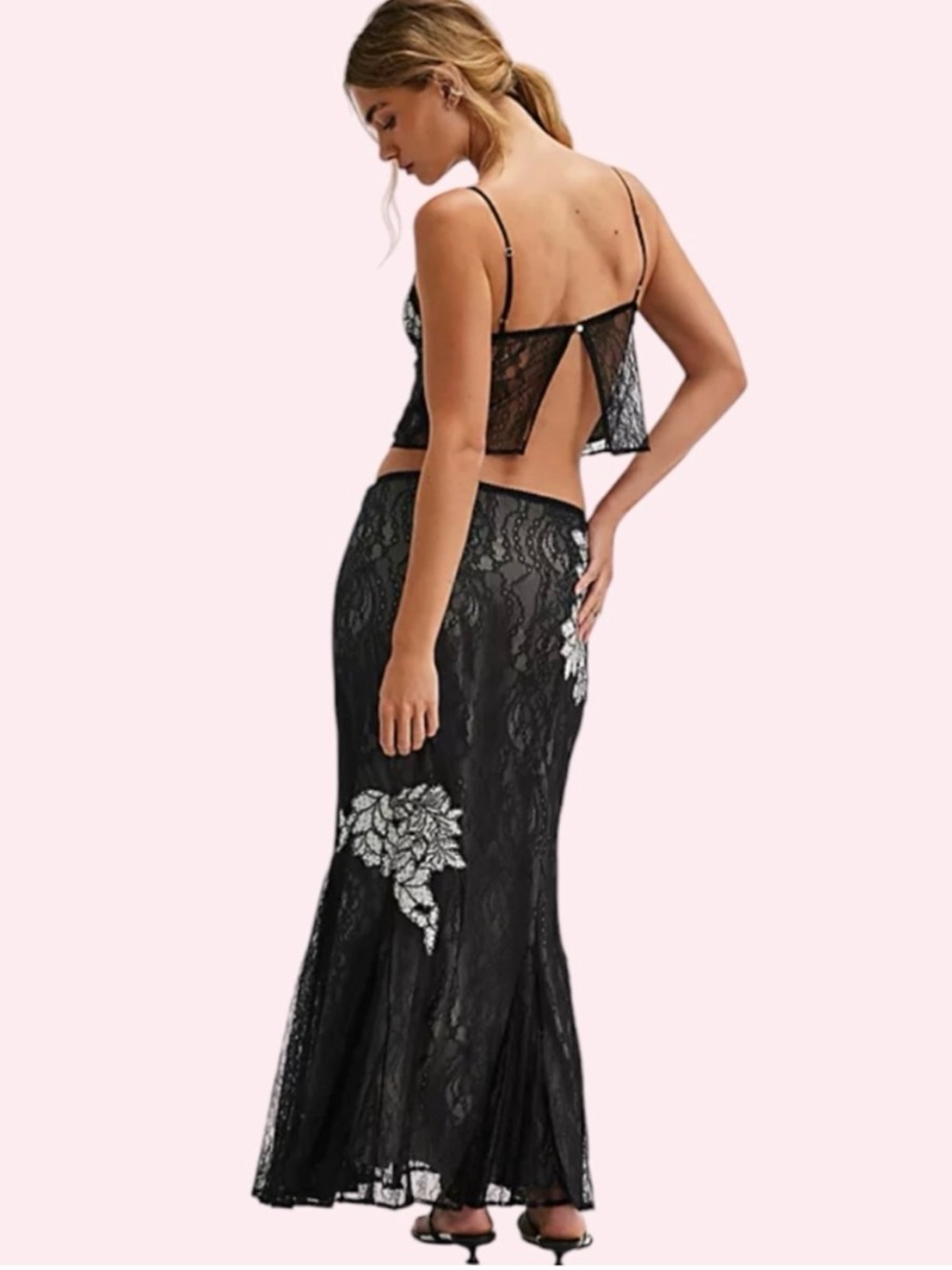 Free People Bali Meet Me At Midnight Lacy Floral Set Size Large NWT $300 - Picture 2 of 16